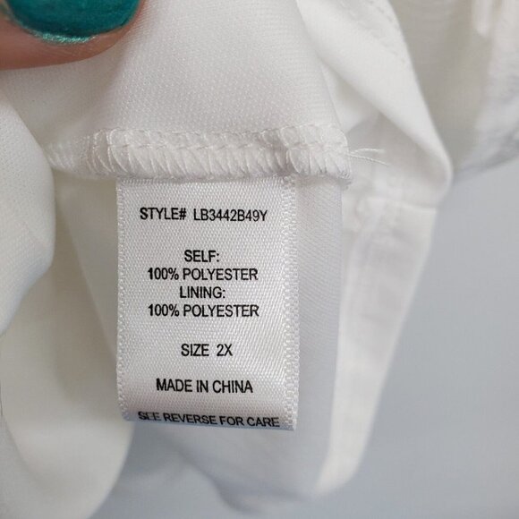 Ophelia Roe Womens White Off The Shoulder Short Sleeve Blouse Top Plus Size 2X - Picture 7 of 11